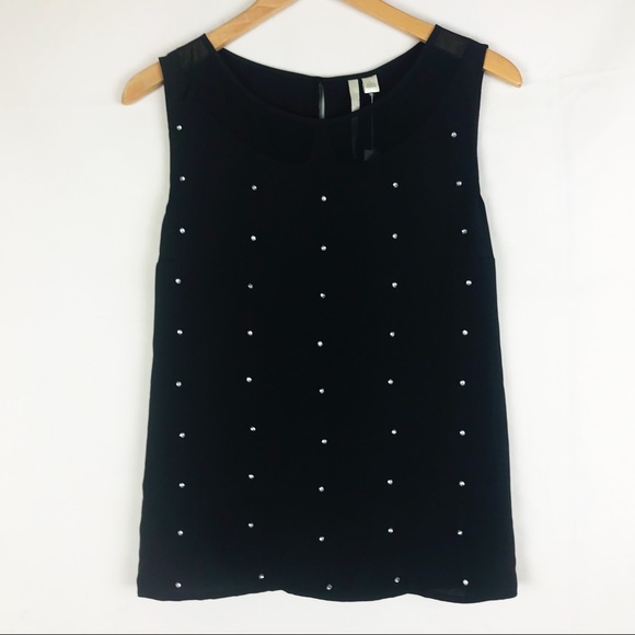 LC Lauren Conrad Tops - NWT LC LAUREN CONRAD black rhinestone blouse large